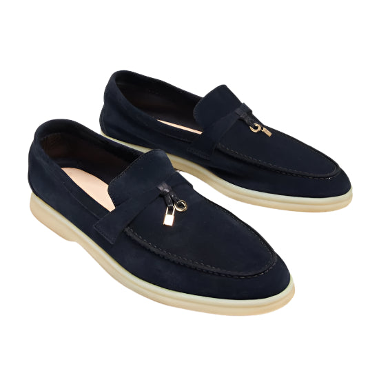 Loro Piana Black Suede Summer Charms Walk Slip On Loafers
