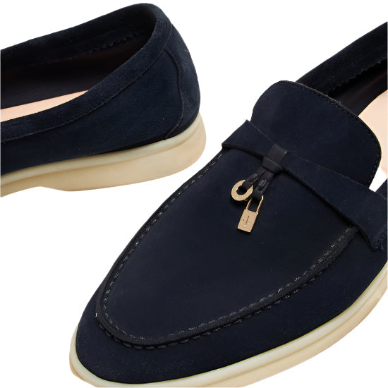 Loro Piana Black Suede Summer Charms Walk Slip On Loafers